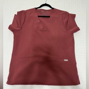 Women’s dark cherry casma three pocket scrub top - XL